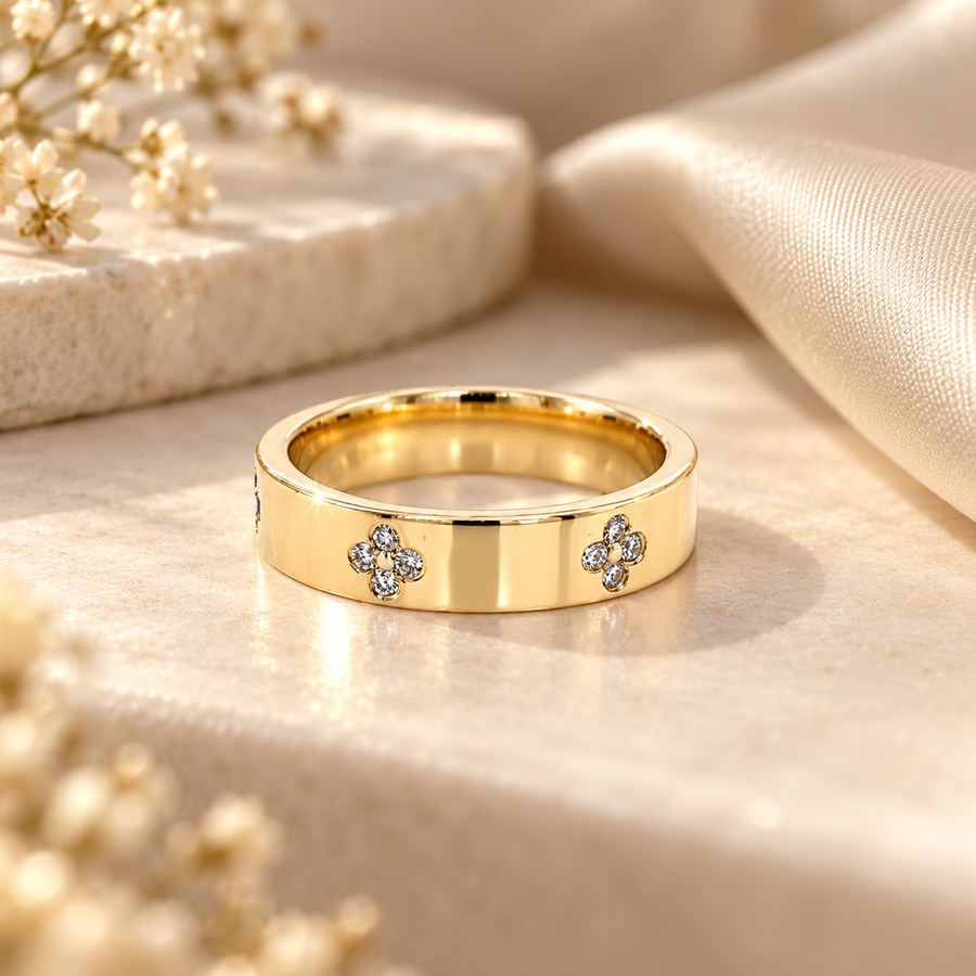 The Northstar Band | Diamond Floral Gold Band